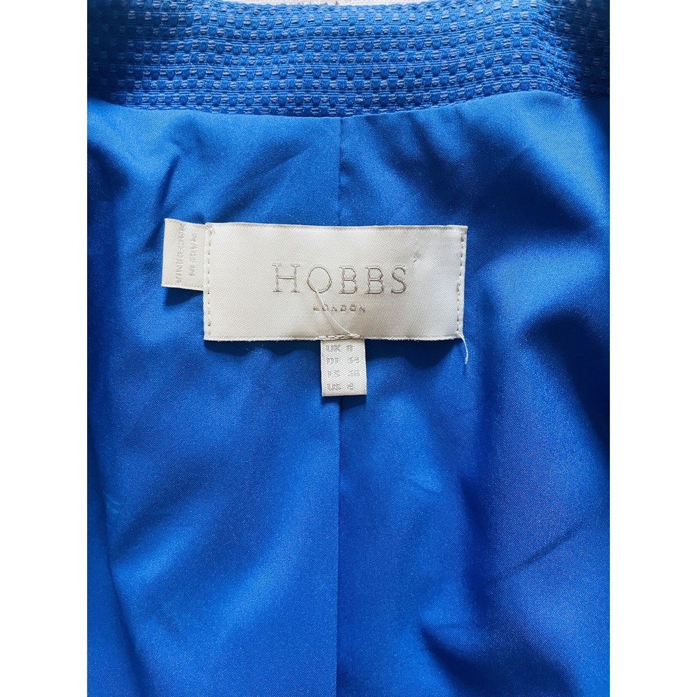 Hobbs London Mary Cropped Textured Boxy Blazer. Royal Blue. Size‎ 4. 3/4 Sleeve. - Picture 5 of 14